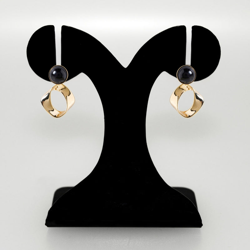 Modern Twist Dangle Earrings Black