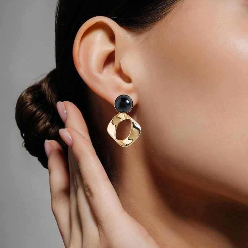 Modern Twist Dangle Earrings Black