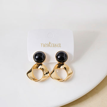 Modern Twist Dangle Earrings Black