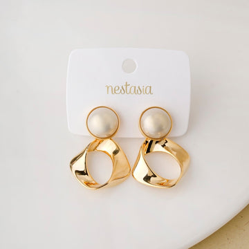 Modern Twist Dangle Earrings White