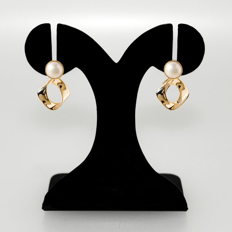 Modern Twist Dangle Earrings White