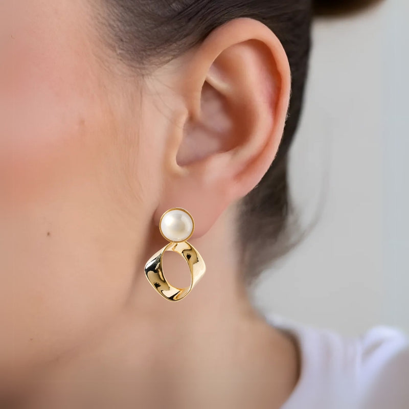 Modern Twist Dangle Earrings White