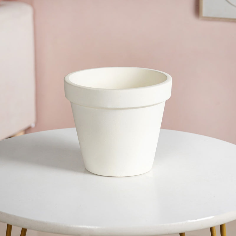 Modern Two Tier Gold Stand And Off White Terracotta Planters