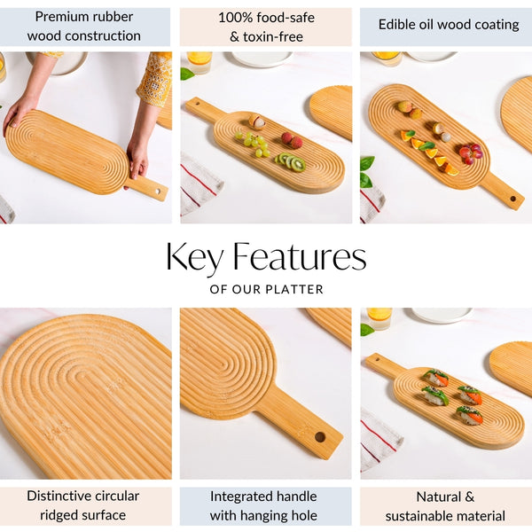 Zen Garden Spirals Wooden Serving Tray 20 Inch