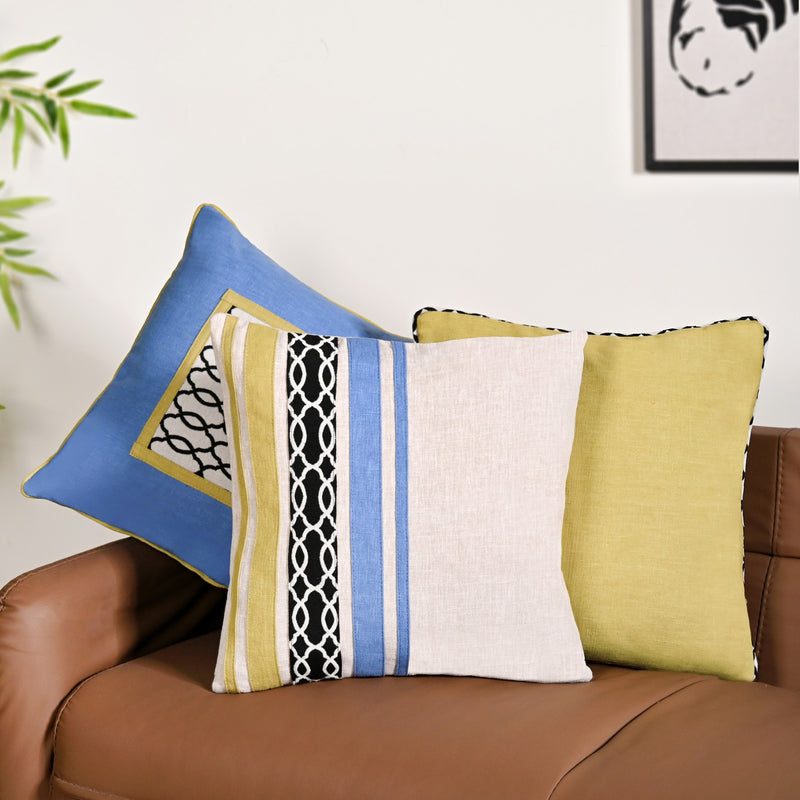 Modern Colour Block Cushion Cover Set Of 3 40x40cm