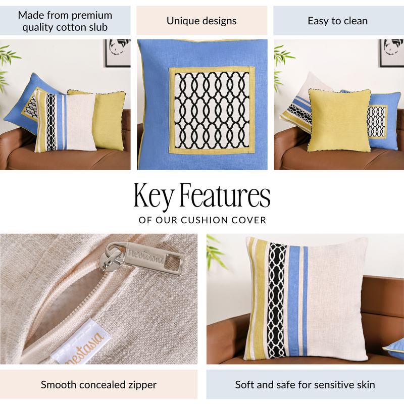 Modern Colour Block Cushion Cover Set Of 3 40x40cm