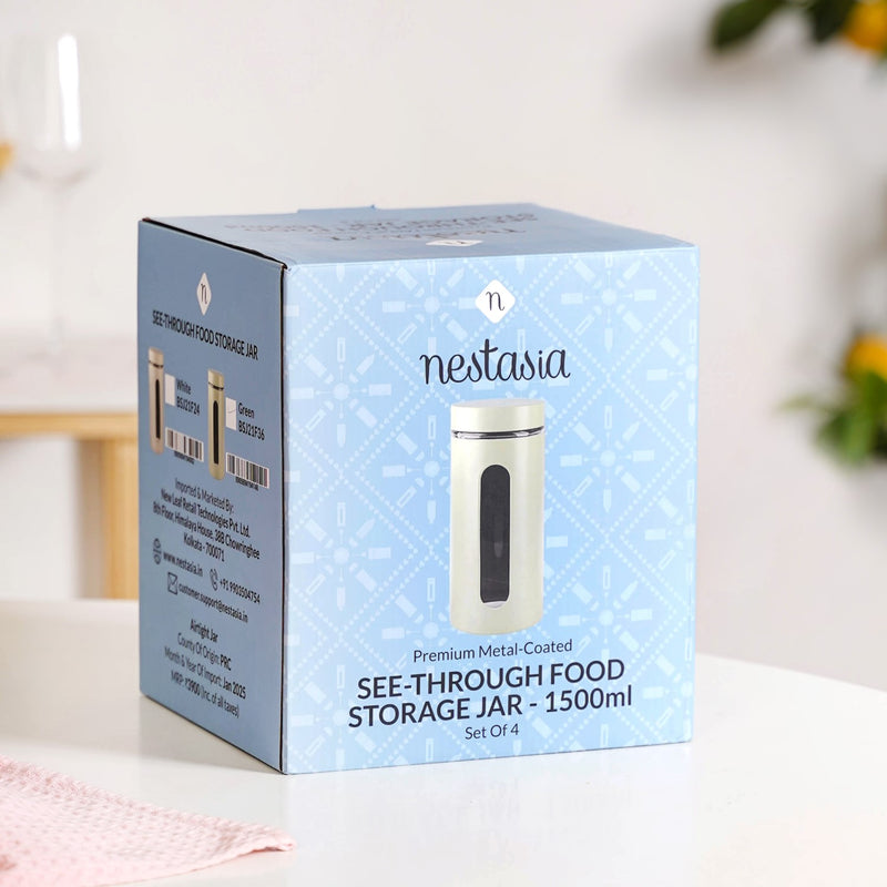 Winnie Modular Glass Canister With Metal Cover Set Of 4 1500ml