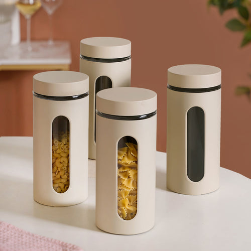 Modular Metal Canister With Glass Display Set Of 4 1500ml
