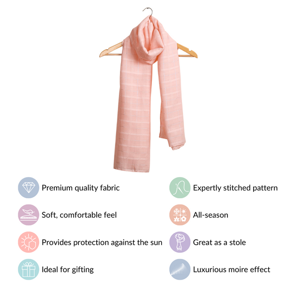 Moire Patterned Stylish Scarf For Women Pink
