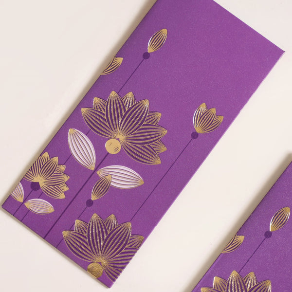 Gold Lotus Shagun Envelope Set Of 12 Purple