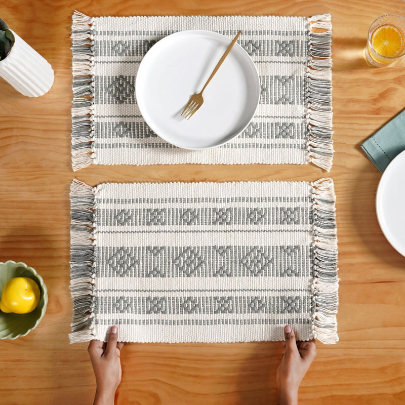 MonoLoom Fringed Cotton Placemat Set Of 6