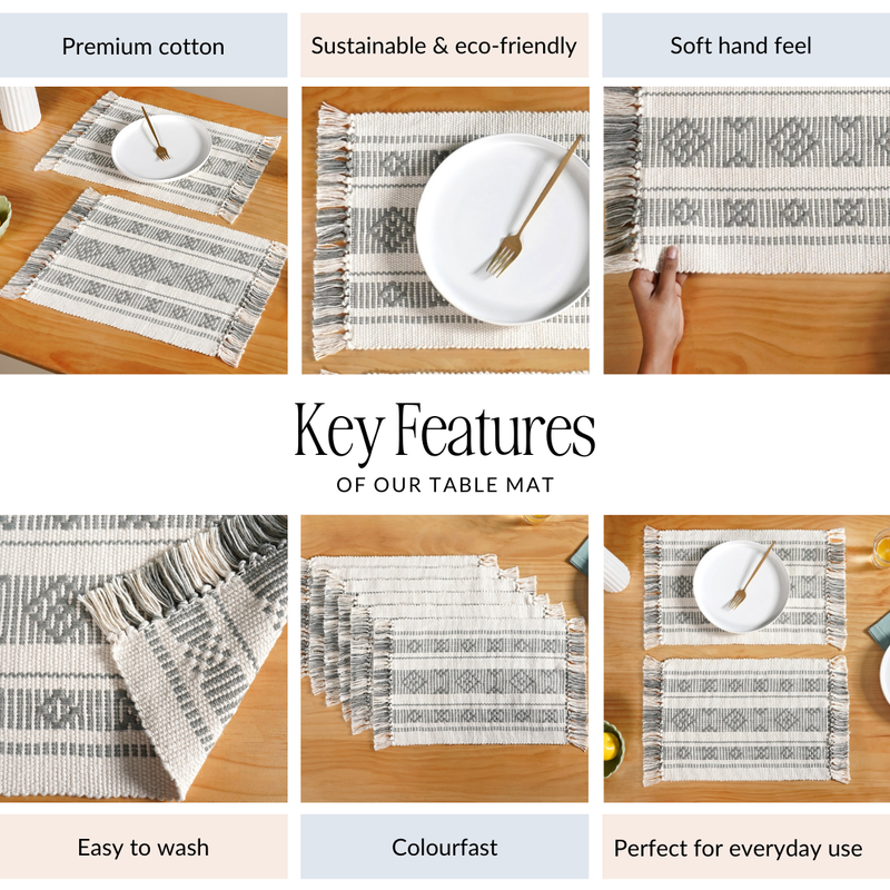 MonoLoom Fringed Cotton Placemat Set Of 6