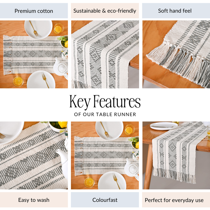 MonoLoom Fringed Cotton Runner 180x33cm