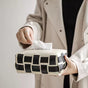 Monochrome Vegan Leather Tissue Box White And Black