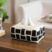 Monochrome Vegan Leather Tissue Box White And Black