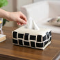 Monochrome Vegan Leather Tissue Box White And Black