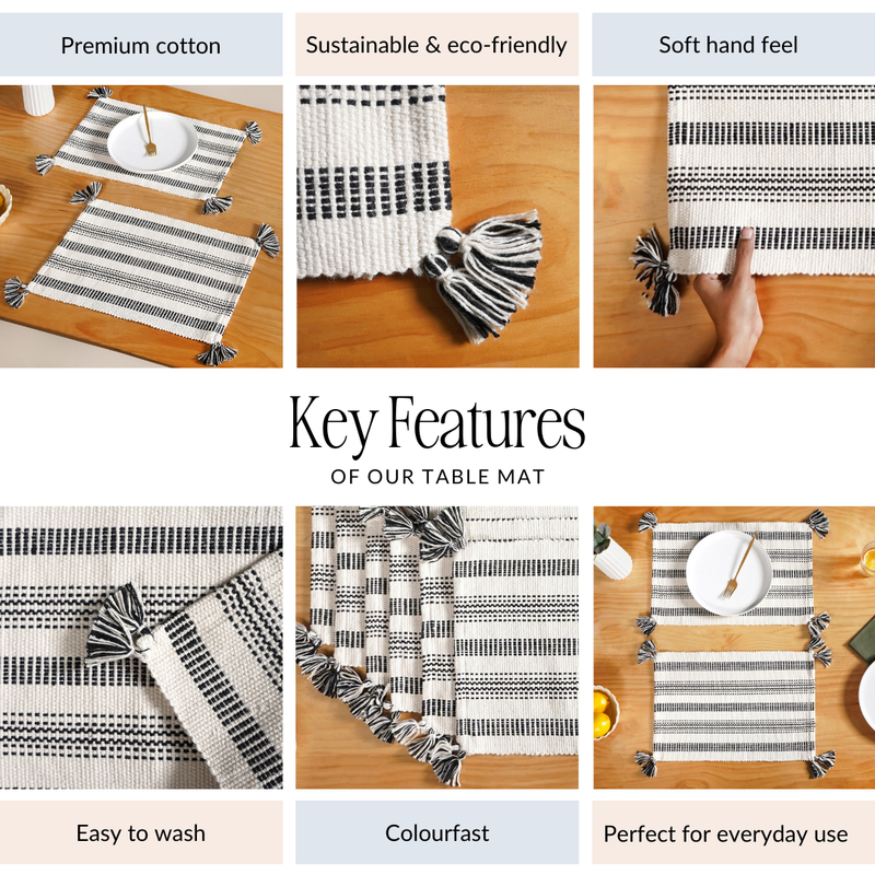 Monochrome Cotton Placemat Set Of 6