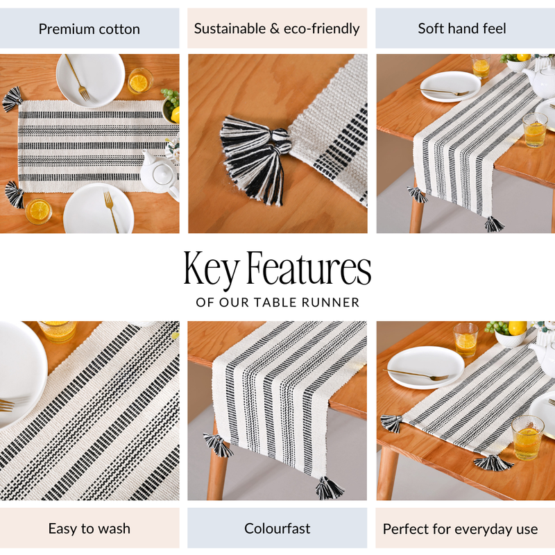 Monochrome Cotton Runner 180x33cm