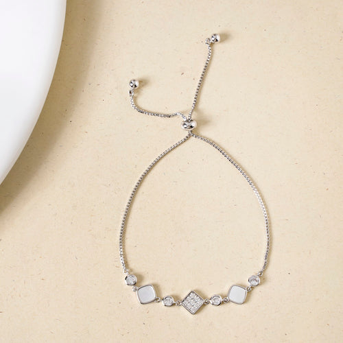 Moonstone Geometry Chain Bracelet Silver