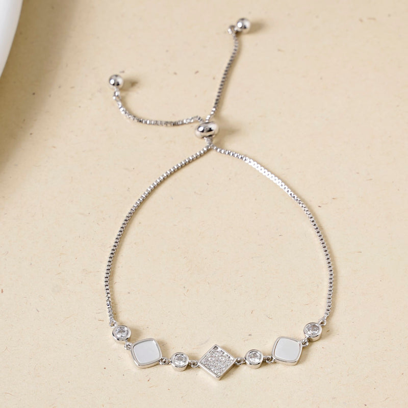 Moonstone Geometry Chain Bracelet Silver