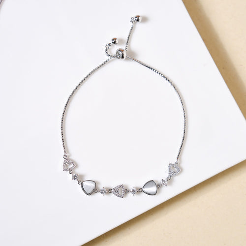 Moonstone Silver Chain Bracelet