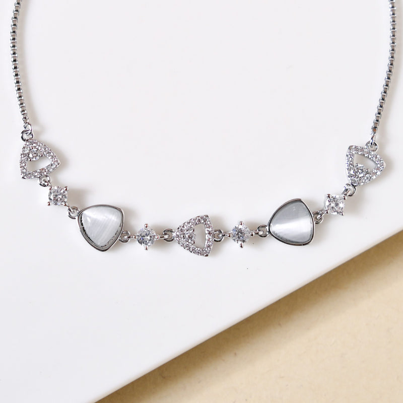 Moonstone Silver Chain Bracelet