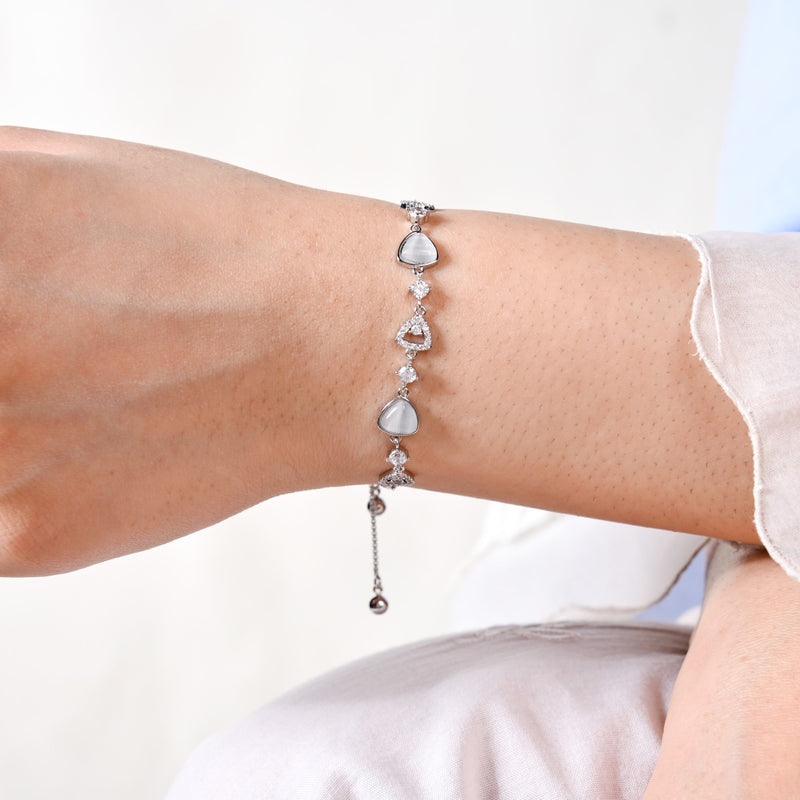 Moonstone Silver Chain Bracelet