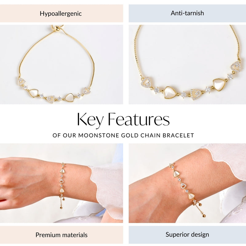 Moonstone Gold Chain Bracelet