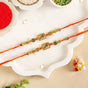 Beaded Two Mor Pankh Rakhis Gift Set Of 4 With Box And Card