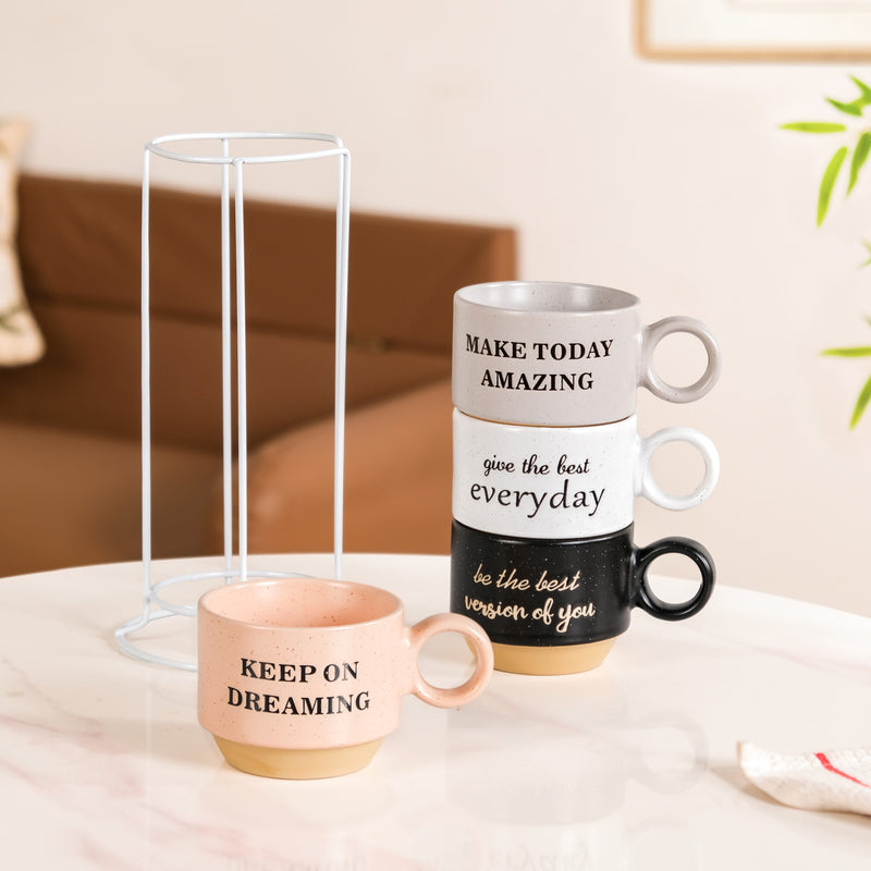 Morning Motivation Stackable Cup Set Of 4 215ml
