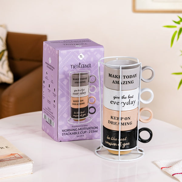 Productivity Quotes Stackable Cup Set Of 4 215ml