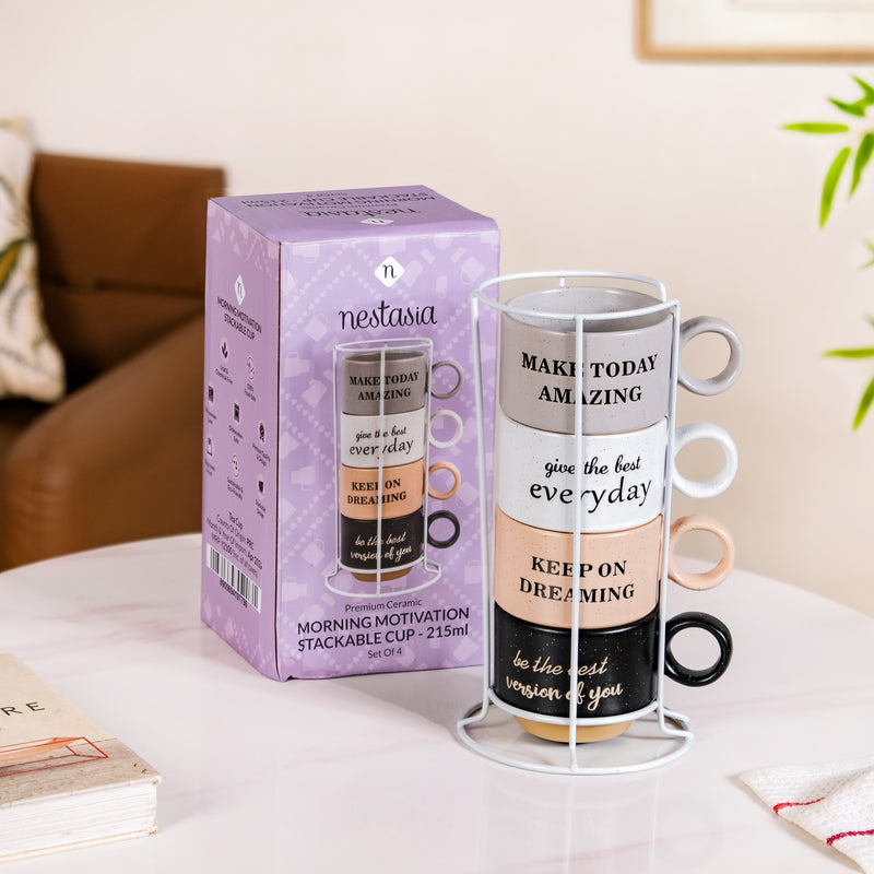 Morning Motivation Stackable Cup Set Of 4 215ml