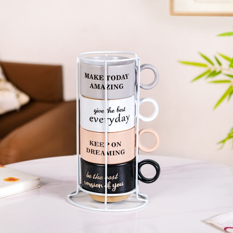Morning Motivation Stackable Cup Set Of 4 215ml