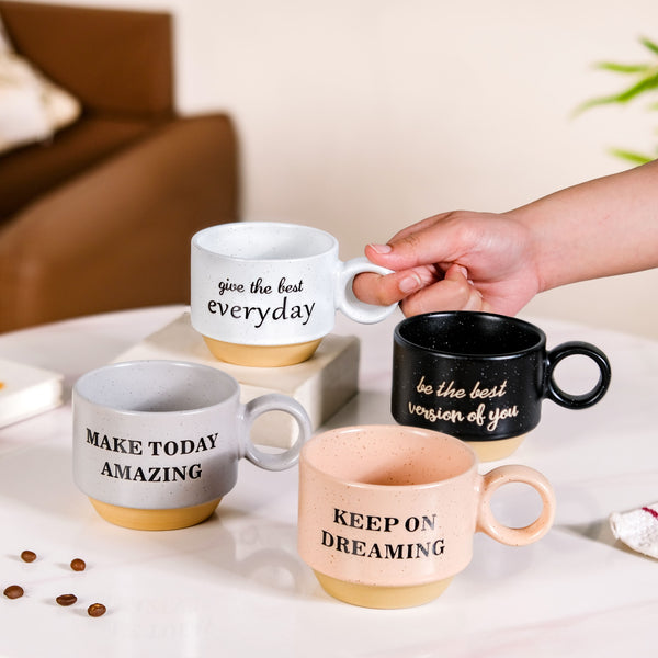 Productivity Quotes Stackable Cup Set Of 4 215ml