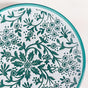 Floral Design Ceramic Dessert Plates Set Of 4 White Teal 15cm