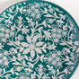 Floral Design Ceramic Dessert Plates Set Of 4 White Teal 15cm