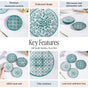 Moroccan Muse White And Teal Ceramic Dessert Plates Set Of 4