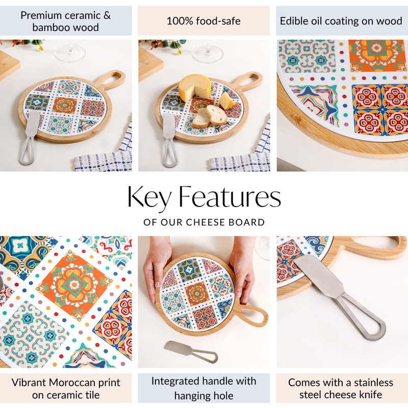 Moroccan Magic Round Cheeseboard With Knife 20cm