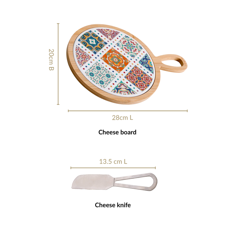 Moroccan Magic Round Cheeseboard With Knife 20cm