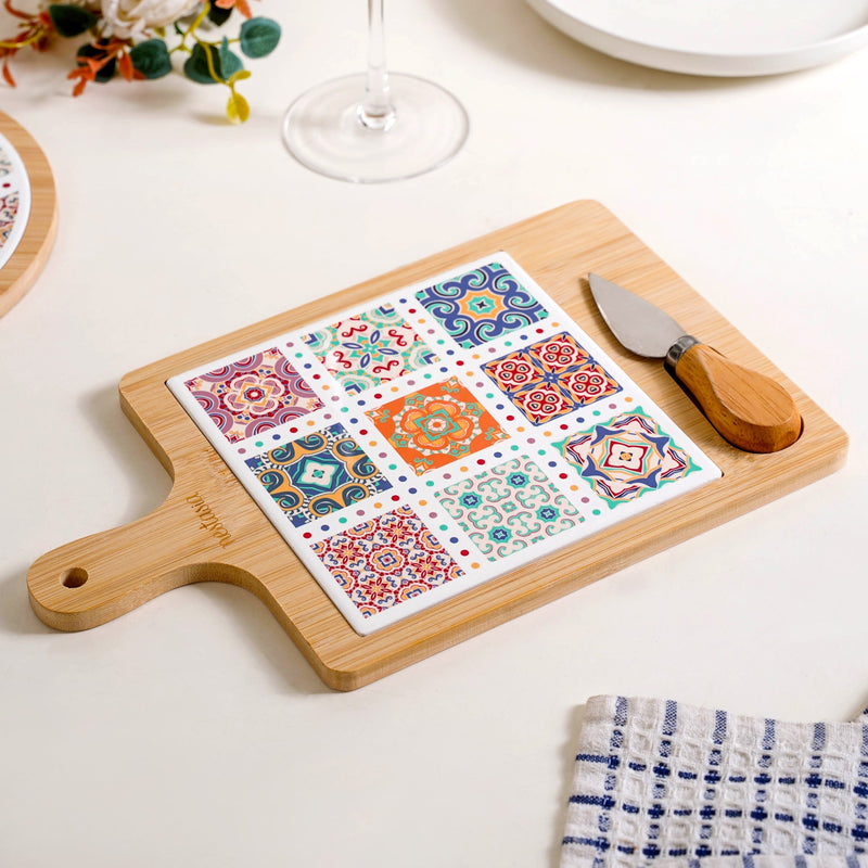 Moroccan Magic Rectangle Cheeseboard With Knife 29x17cm