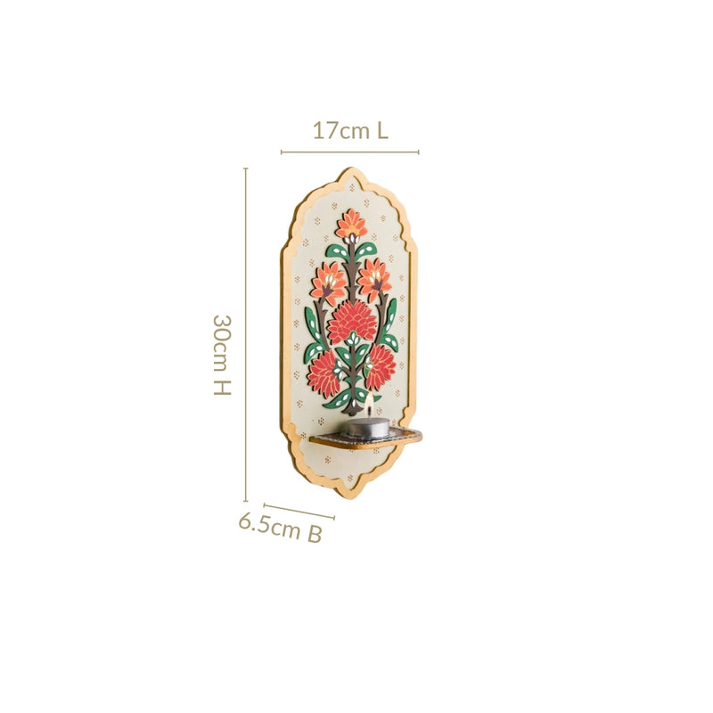 Motif Jharokha Tealight Candle Holder With Lippan Art Set Of 2
