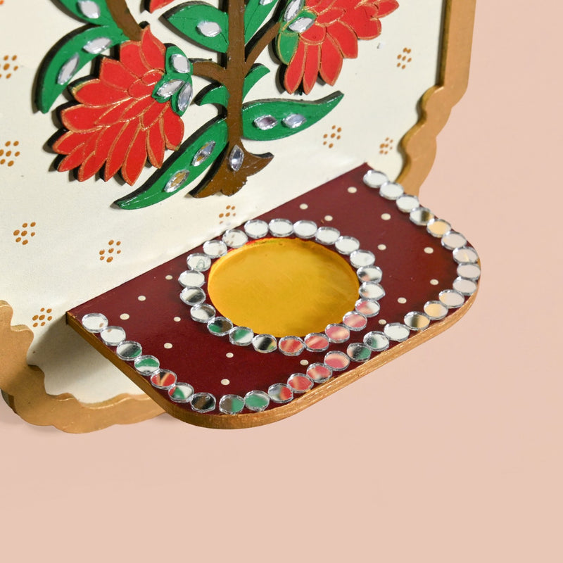 Motif Jharokha Tealight Candle Holder With Lippan Art Set Of 2