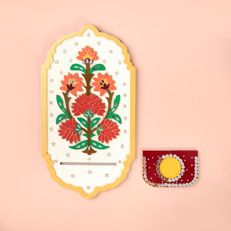 Motif Jharokha Tealight Candle Holder With Lippan Art Set Of 2