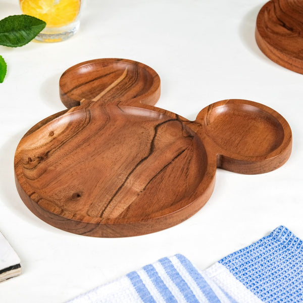 Mouse Acacia Wooden Snack Platter 10 Inch