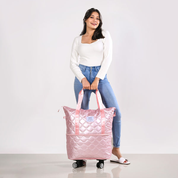 Movo Adjustable Travel Bag With Detachable Wheels Pearl Pink