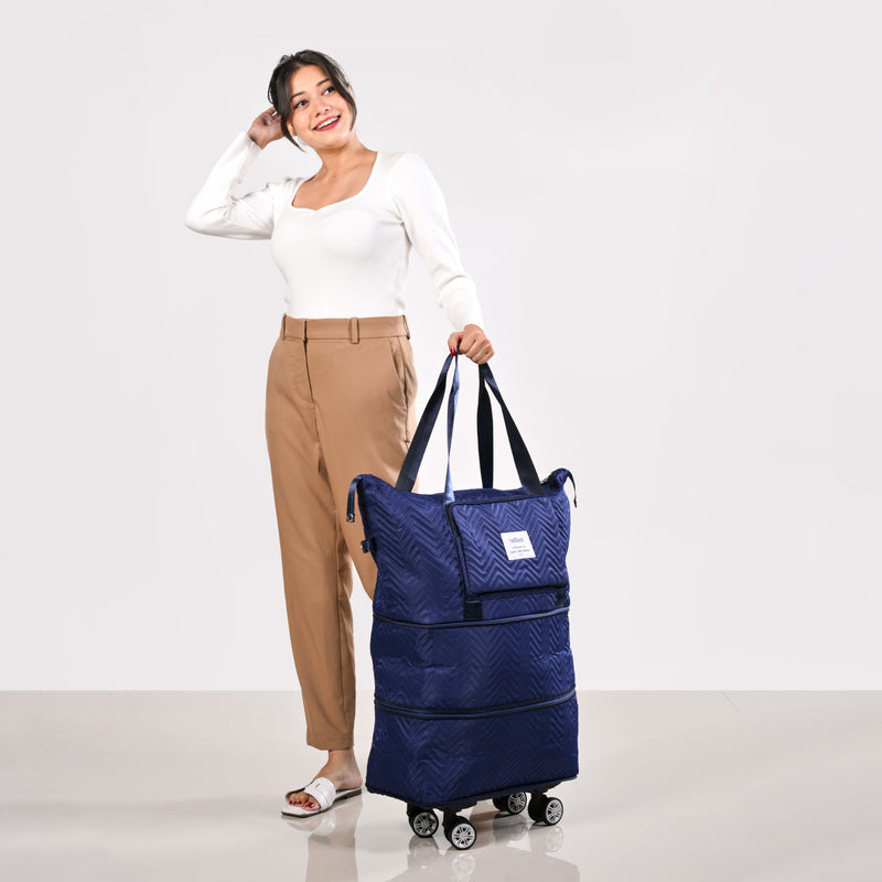 Movo Dual Expansion Travel Bag With Removable Wheels Dark Blue