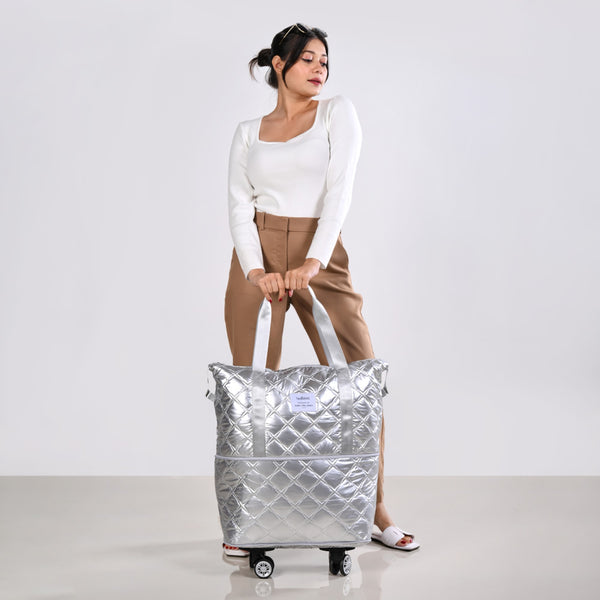 Movo Expandable Travel Bag With Removable Wheels Silver