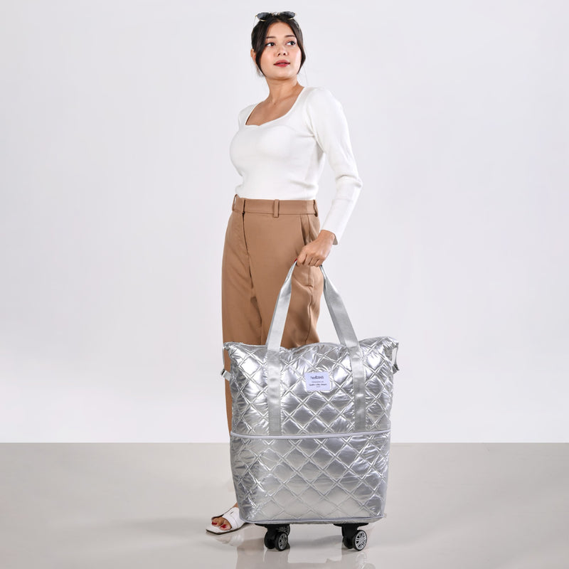 Movo Expandable Travel Bag With Removable Wheels Silver