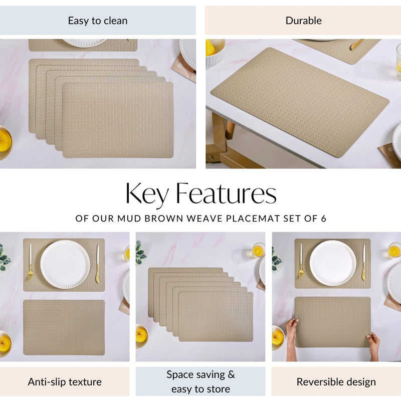 Mud Brown Weave Placemat Set Of 6