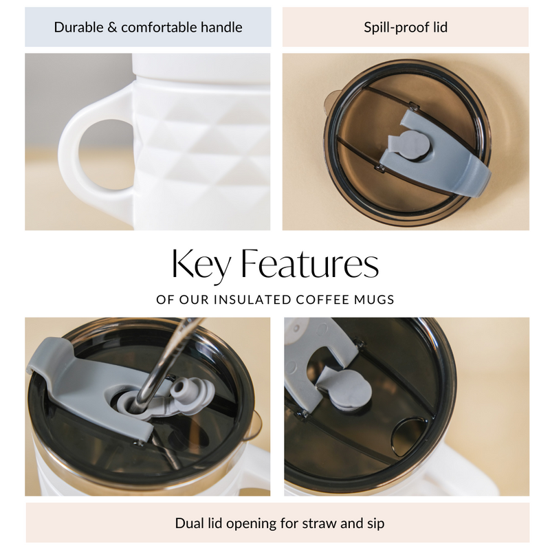 Coffee Mug Set Of 2 White 400ml - Travel mugs, travel mugs with lids, coffee mugs, insulated mugs, travel coffee mugs, white mugs